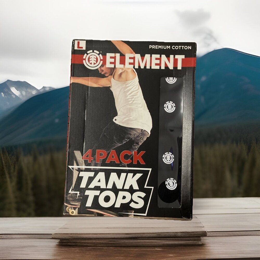 Black Element 4 Pack Skateboards Tank Top Sz L 42-44 Premium Cotton Tag Free NWT